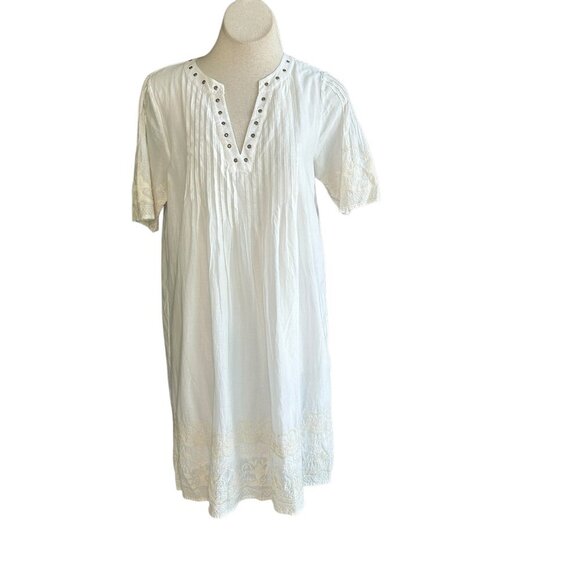 SUNDANCE Catalogue Nicolette Embroidered IVORY Beach Resort Dress Size Medium - Picture 1 of 10